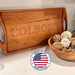 Handcrafted cherry ottoman tray with custom engraving ‘COLBORN.’ Made in the USA, finished with a durable hard wax for a refined touch.
